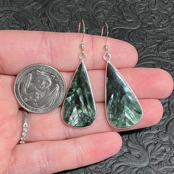 Seraphinite Earrings Stone Crystal Jewelry - Picture 7 of 7